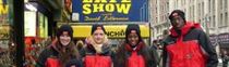 guerrilla marketing event staff posing for photo in winter clothing